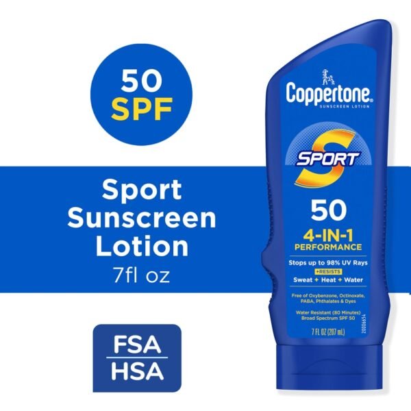 Coppertone Sport Sunscreen Lotion, Broad Spectrum SPF 50 Sunscreen