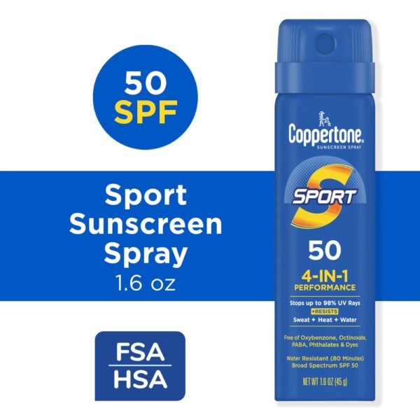 Coppertone Sport Sunscreen Spray, Broad Spectrum Spf 50 Water Resistant Spray Sunscreen