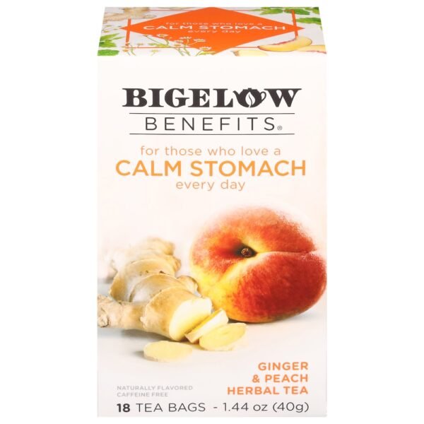 Bigelow Benefits® Calm Stomach Ginger & Peach Caffeine Free Herbal Tea Bags