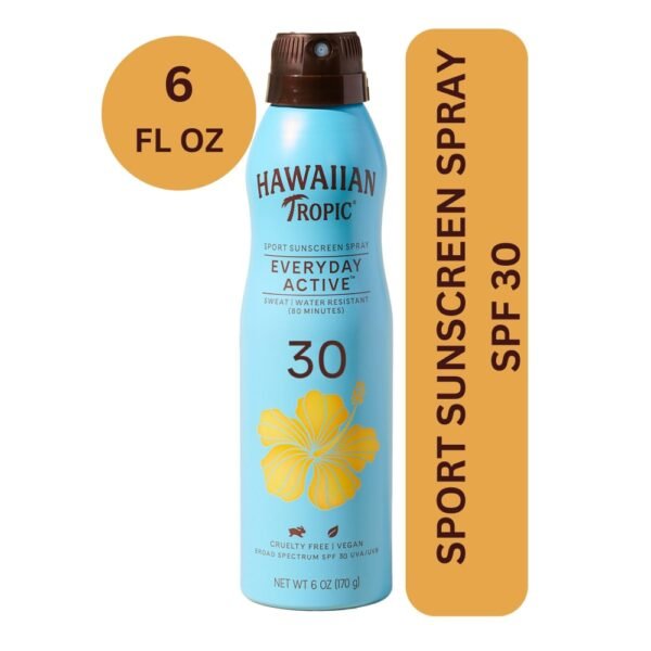 Hawaiian Tropic Everyday Active Sport Sunscreen Spray SPF 30 Clear Spray Water + Sweat Resistant