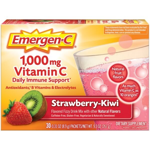 Emergen-C 1000mg Vitamin C Supplement Powder Antioxidants B Vitamin Immune Support Strawberry Kiwi