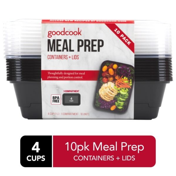 GoodCook® Meal Prep Food Storage Containers With Lids - Clear/Black