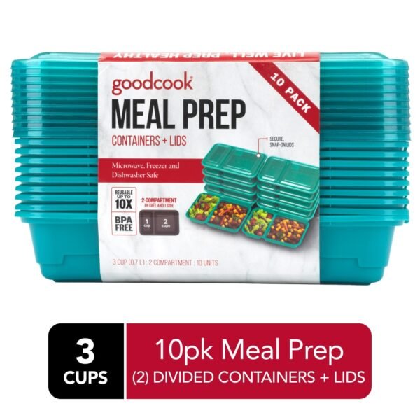 GoodCook® Meal Prep Two-Compartment Food Storage Containers - Teal