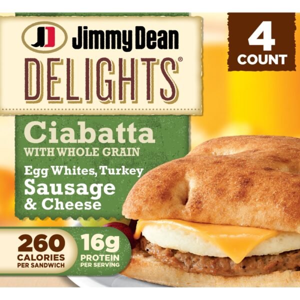 Jimmy Dean Delights Turkey Sausage Egg White and Cheese Ciabatta Sandwiches