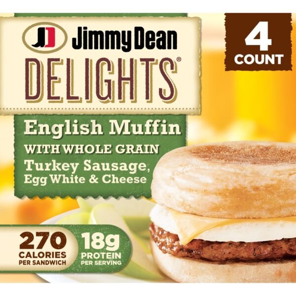 Jimmy Dean Delights® Turkey Sausage Egg White & Cheese English Muffin Frozen Breakfast Sandwiches