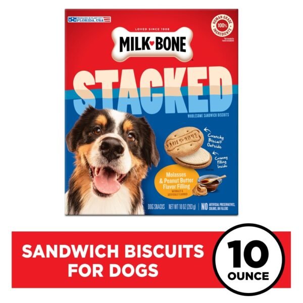 Milk-Bone Stacked Dog Biscuits, Molasses & Peanut Butter Flavor, Naturally & Artificially Flavored