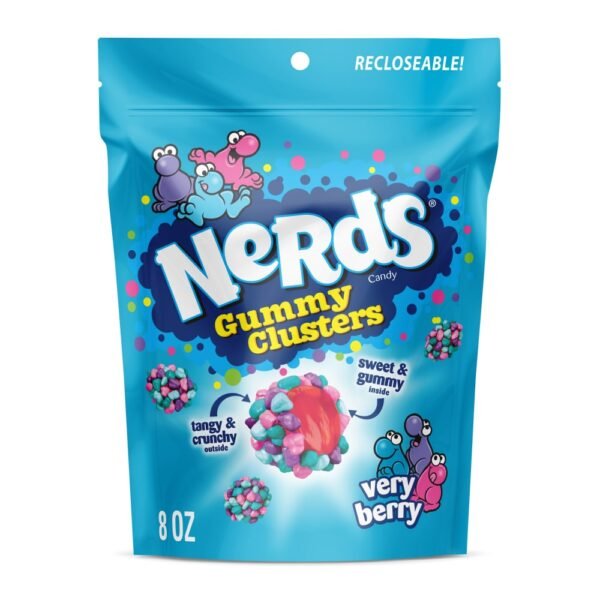 NERDS Gummy Clusters Very Berry Crunchy and Gummy Candy Bag