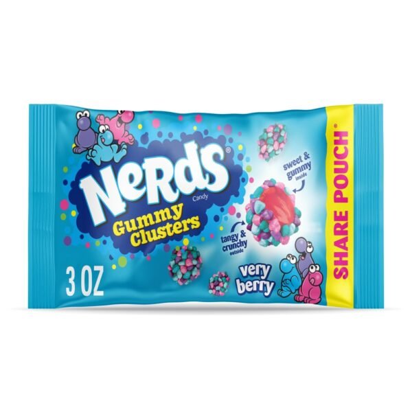 NERDS Gummy Clusters Very Berry Crunchy And Gummy Candy Bag