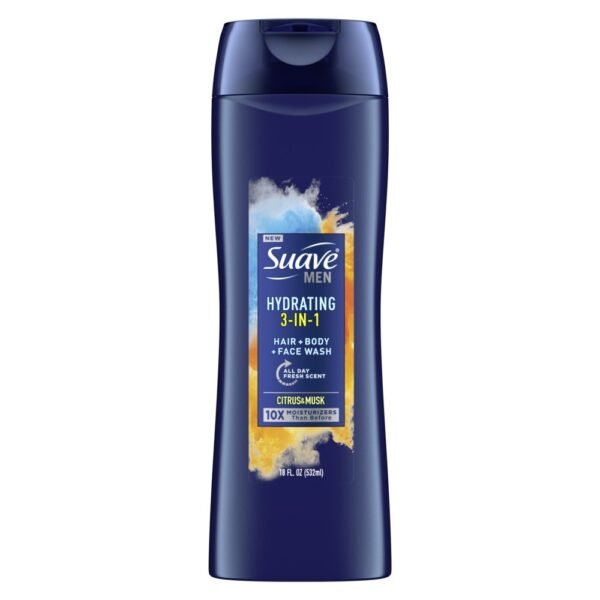 Suave Men Hydrating 3-In-1 Hair + Body + Face Wash