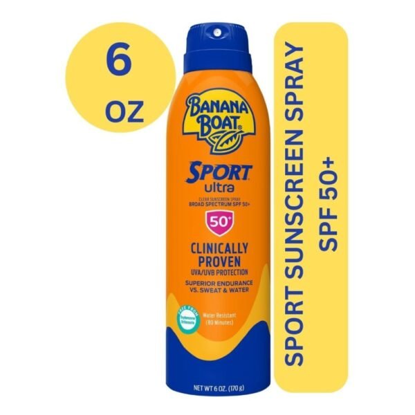 Banana Boat Sport Ultra Sunscreen Spray SPF 50+ Broad Spectrum Superior Endurance Vs Sweat + Water