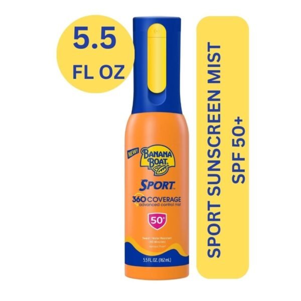 Banana Boat Sport 360 Coverage Sunscreen Mist SPF 50+ Refillable Non-Aerosol Dual Sprayer