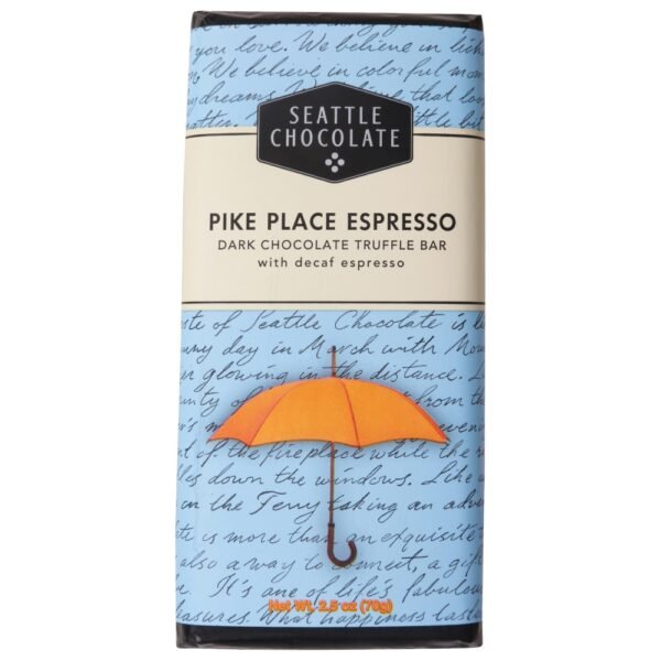 Seattle Chocolate Pike Place Espresso Dark Chocolate Truffle Candy Bar