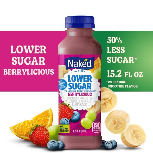 Naked Juice Lower Sugar Berrylicious Flavored Smoothie Blend