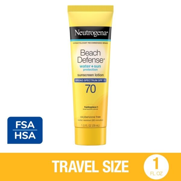 Neutrogena Beach Defense Body Sunscreen Lotion with SPF 70, Oil-Free Fast-Absorbing Travel Size