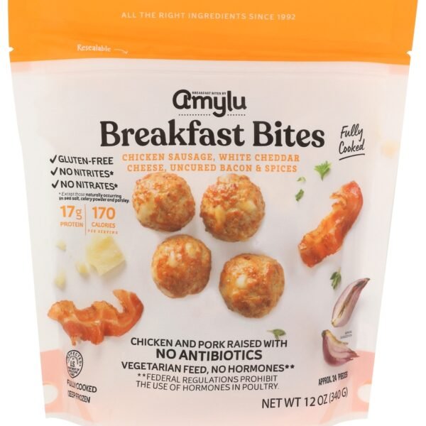 Amylu Breakfast Bites White Cheddar & Uncured Bacon Chicken Sausage