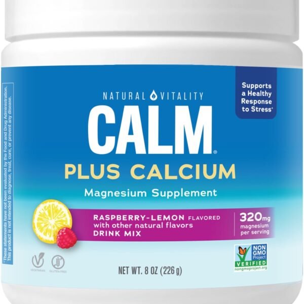 Natural Vitality CALM Plus Calcium Raspberry Lemon Magnesium Supplement Drink Mix