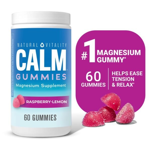 Natural Vitality CALM Raspberry Lemon Flavored Gummies Magnesium Citrate Supplement