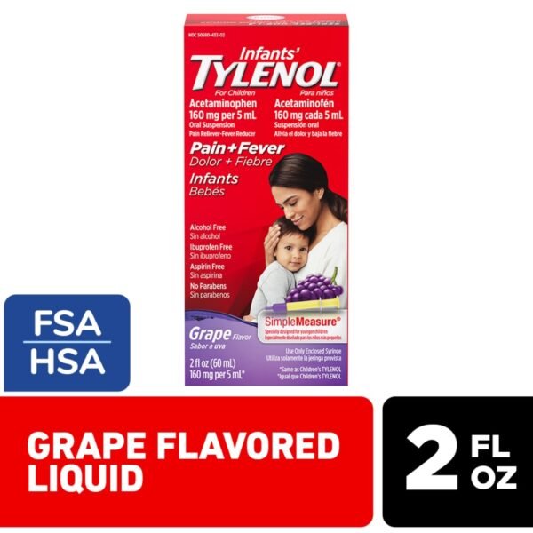 Infants' Tylenol Acetaminophen Medicine Grape Flavor Liquid Oral Suspension