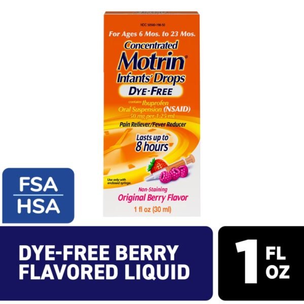 Motrin Infants' Liquid Medicine Drops With IBuprofen, Berry