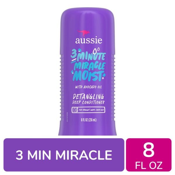 Aussie 3 Minute Miracle Moist Detangling Deep Conditioner with Avocado Oil Paraben and Sulfate Free