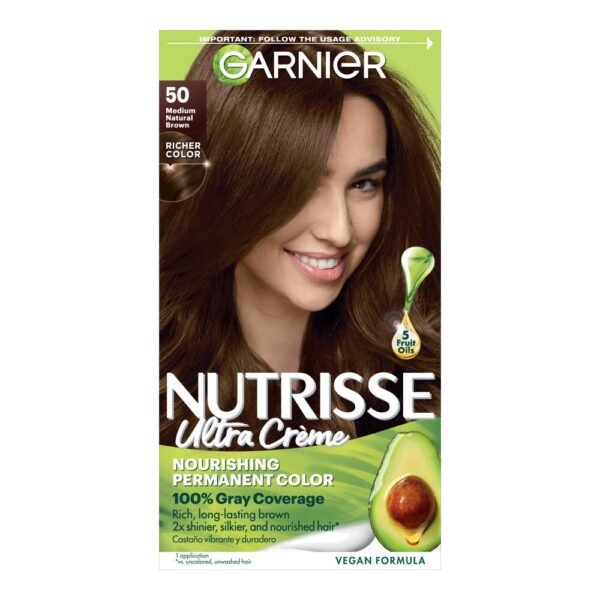 Garnier Nutrisse Nourishing Permanent Hair Color 50 Medium Natural Brown