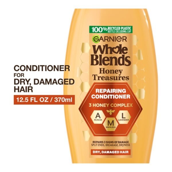 Garnier Whole Blends Honey Treasures Repairing Conditioner for Dry, Damaged Hair