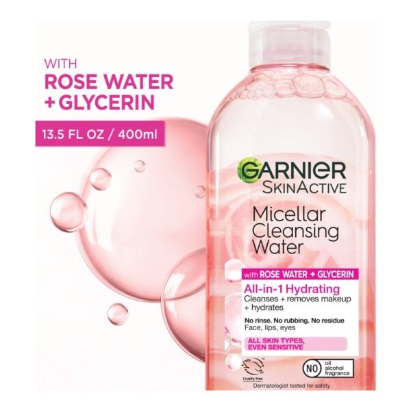 Garnier SkinActive Micellar Cleansing Water & Makeup Remover Hydrating with Rose Water