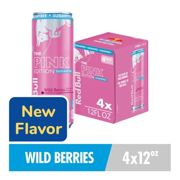 Red Bull Pink Edition Sugar Free Energy Drink Wild Berries Cans