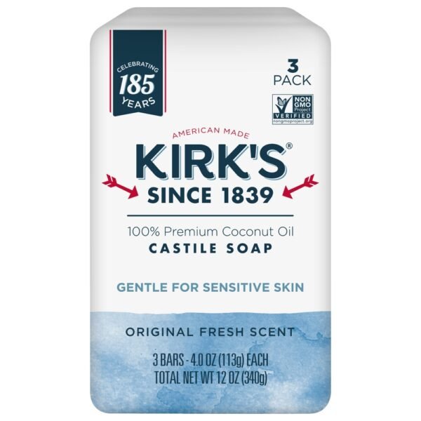 Kirk's® Original Fresh Scent with 100% Premium Coconut Oil for Sensitive Skin Castille Soap Bars