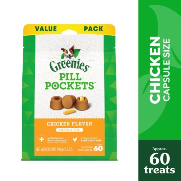 Greenies Pill Pockets Large Capsule Size Natural Dog Treats Chicken Flavor Value Pack