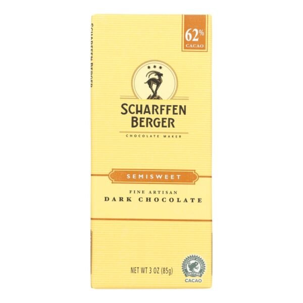 Scharffen Berger Chocolate Bar - Dark Chocolate - 62% Cacao - Semisweet - Fine Artisan
