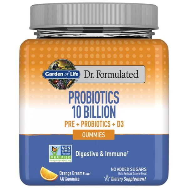 Garden of Life Dr. Formulated Probiotics, Prebiotics, Vitamin D3, Orange Dream Gummies