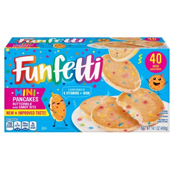 Pillsbury Funfetti Frozen Buttermilk Mini Pancakes with Candy Bits, 40 Count Pack