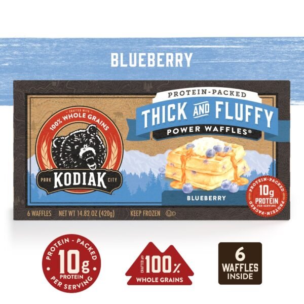 Kodiak® Protein-Packed Thick and Fluffy Frozen Blueberry Power Waffles®