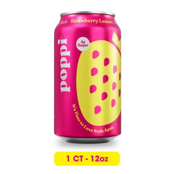 Poppi Strawberry Lemon Prebiotic Soda Can