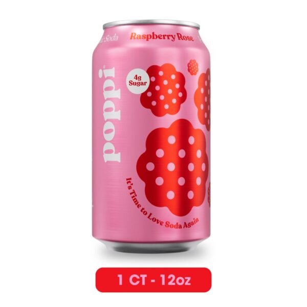Poppi Raspberry Rose Prebiotic Soda Can