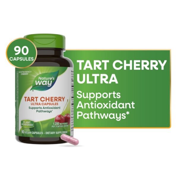Nature's Way Tart Cherry Ultra Montmorency Cherry Vegan Capsules 1200 mg Per 3 Capsule Serving