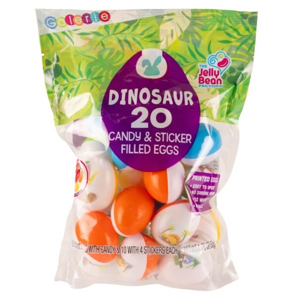 Galerie The Jelly Bean Factory Dinosaur Candy & Sticker Filled Eggs Easter Candy Bag