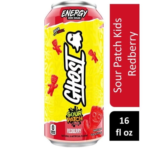 Ghost® Zero Sugar Sour Patch Kids Redberry Energy Drink Can