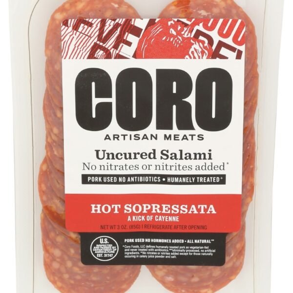 Coro Salami Hot  Sopressata Uncured Sliced