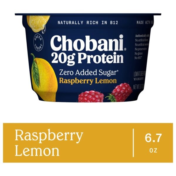 Chobani 20g Protein Raspberry Lemon Low Fat Greek Yogurt Cup