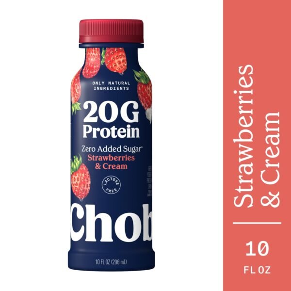 Chobani 20G Protein Lowfat Greek Yogurt Drink Strawberries & Cream 10 fl oz