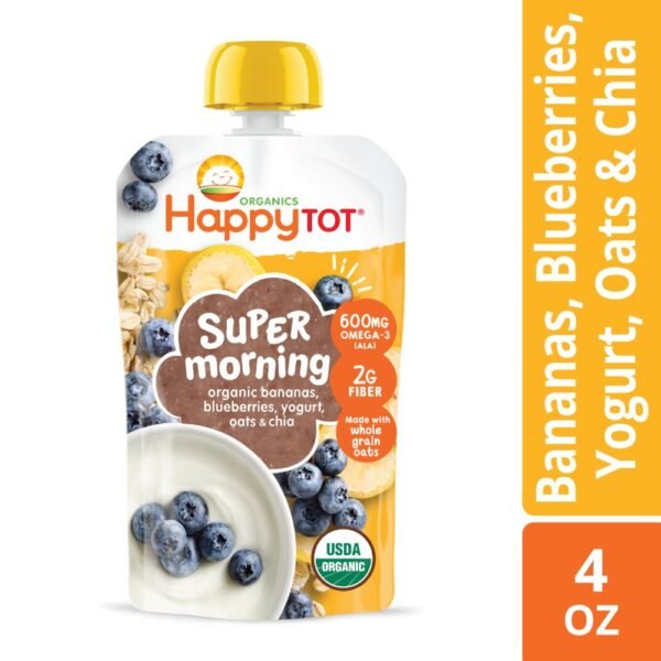 Happy Tot Stage 4 Organic Bananas Blueberries Yogurt & Oats + Super Chia Pouch