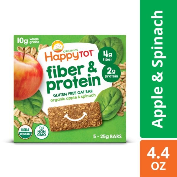 Happy Tot Fiber & Protein Gluten Free Oat Bar Organic Apples & Spinach Box