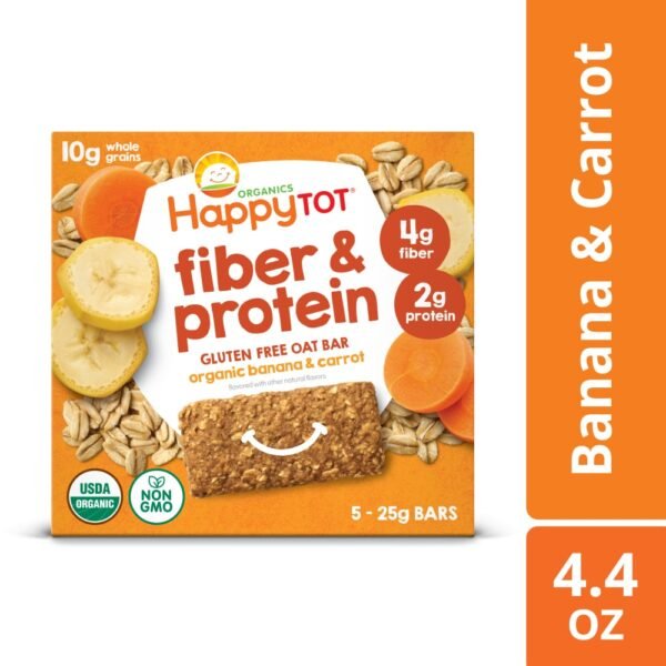 Happy Tot Fiber & Protein Gluten Free Oat Bar Organic Bananas & Carrots Box