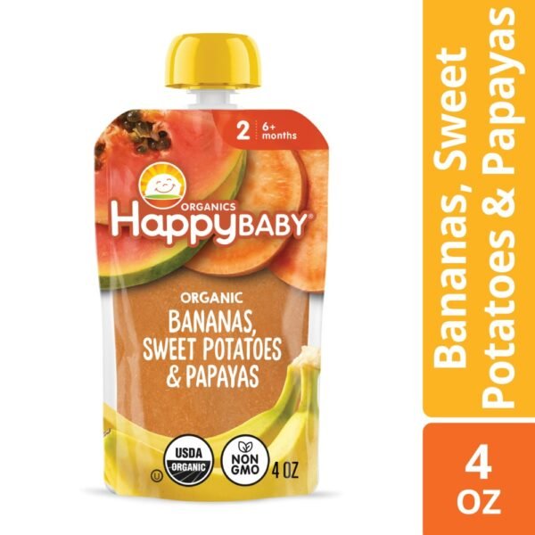 Happy Baby Clearly Crafted Stage 2 Bananas Sweet Potatoes & Papaya Pouch