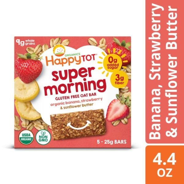 Happy Tot Gluten Free Oat Bar Bananas, Strawberries & Sunflower Butter Box