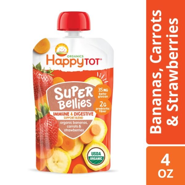 Happy Tot Super Bellies Stage 4 Immune+Digestive Support Bananas Carrots Strawberries Pouch