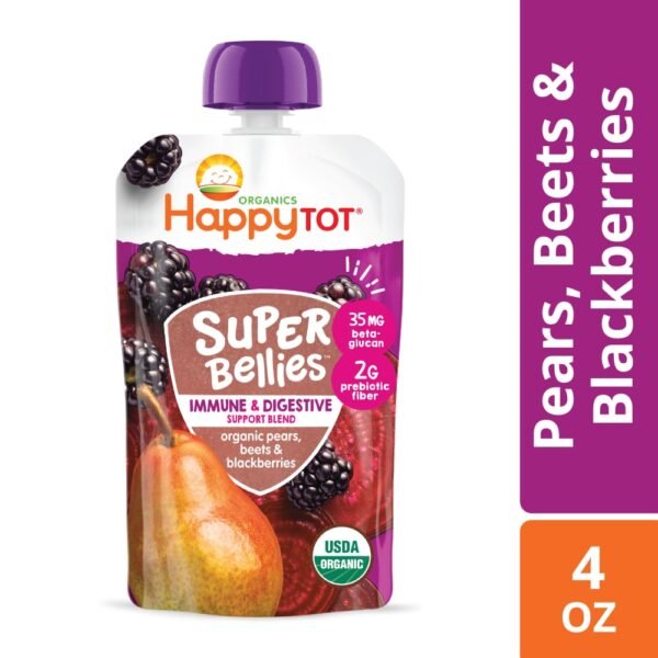 Happy Tot Super Bellies Stage 4 Immune+Digestive Support Blend Pears Beets Blackberries Pouch