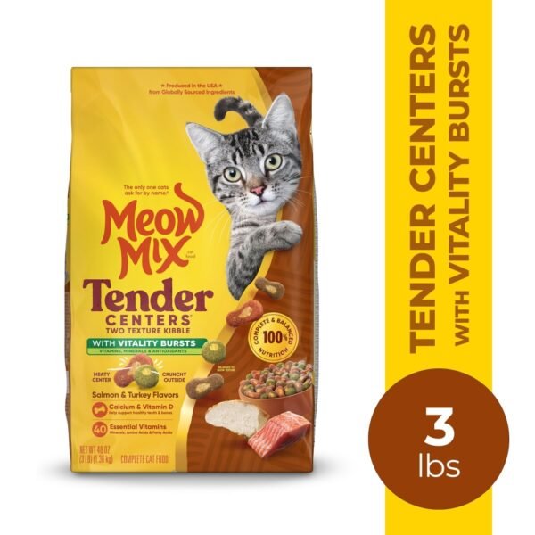 Meow Mix Tender Centers Dry Cat Food With Vitality Bursts Salmon & Turkey Flavors